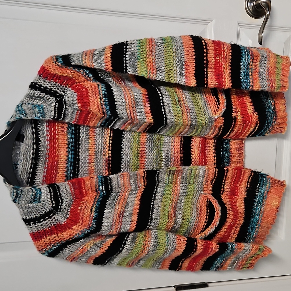 NORACORA Multicolored Open Front Knit Cardigan- Womens M